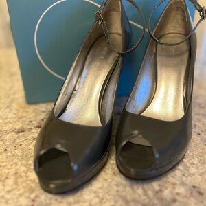 Nine West Black Peep-Toe Ankle-Strap Heels